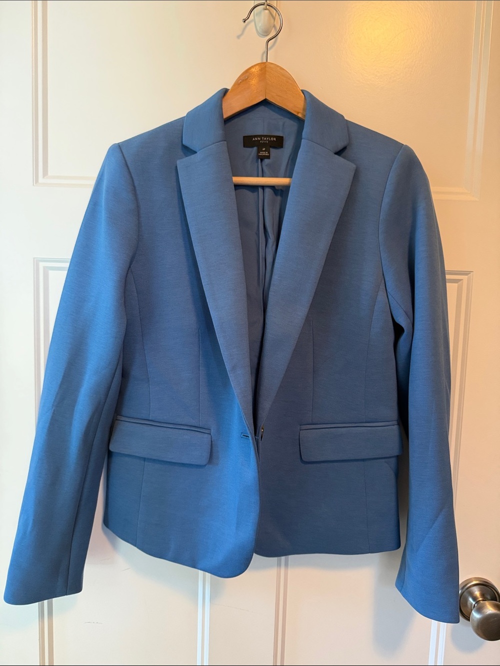 Ann Taylor Light Blue Single-Button Tailored Blazer
